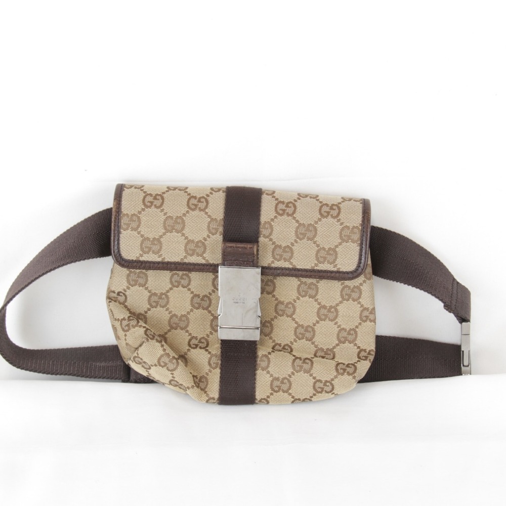 GUCCI Mini Waist Bag 131236 200047 GG Canvas Beige Women's